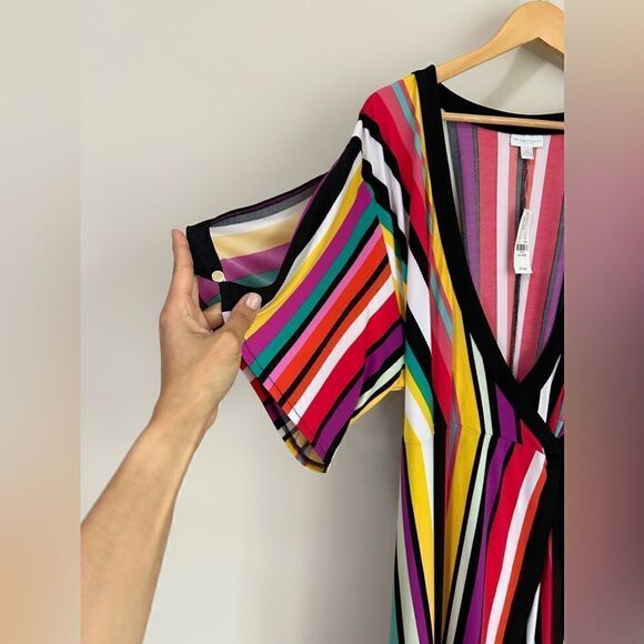 NWT New York & Company Multicolor Sheer Wrap Maxi Dress - Picture 7 of 13